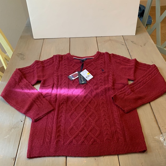 U.S. Polo Assn. Women's Crew Neck Sweater in Plum - Picture 8 of 9